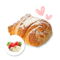 Buchta s ružovou čokoládou a celými jahodami